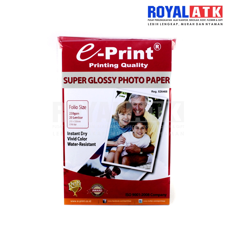 Kertas Foto E-Print Super Glossy F4 230gsm 20 Lembar