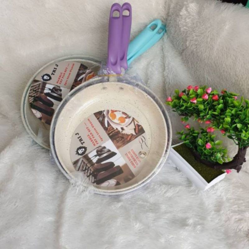 Frypan Marble set 18cm dan 23cm / teflon anti lengket / Teflon Marble