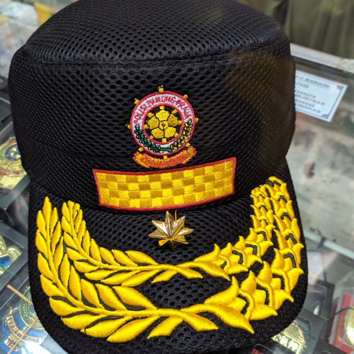 ORIGINAL TOPI KOMANDO POL PP HITAM 4C ASTNST