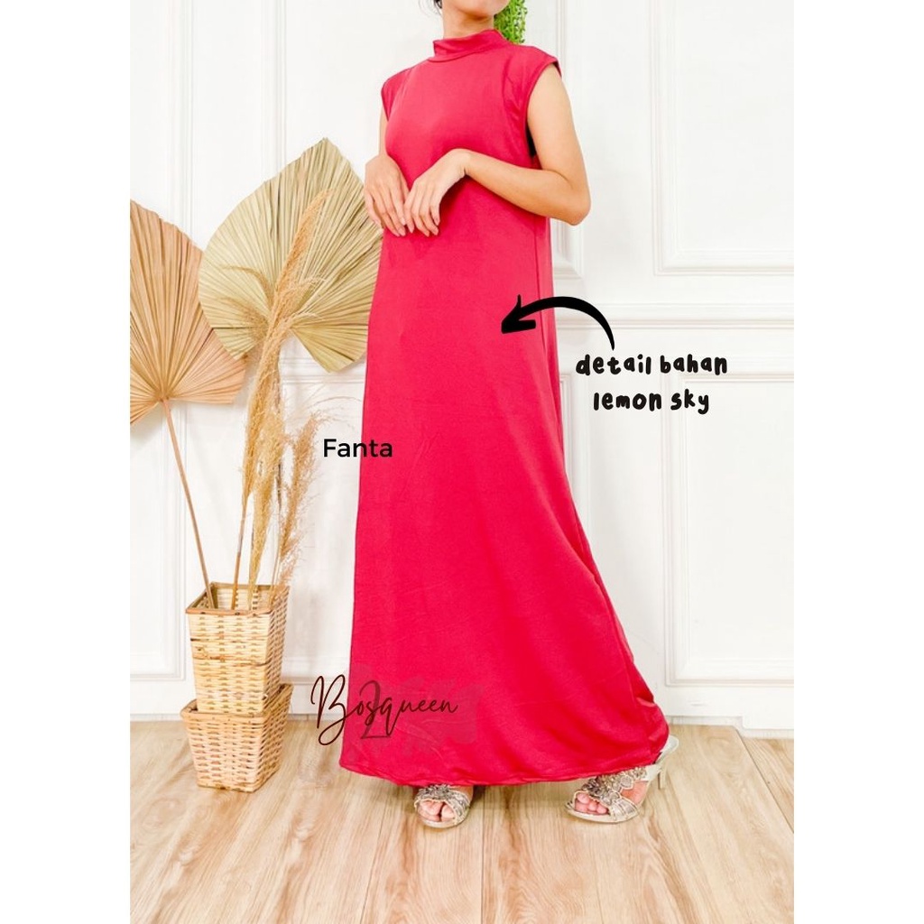 INNER DRESS WANITA LEMON SKY/ KNIT DRESS / INNER DRESS / INNER DRESS DALEMAN WANITA HITS / DRESS TANPA LENGAN TURTLENECK