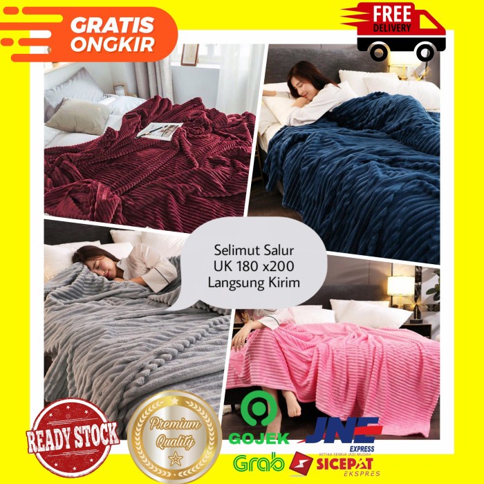 Selimut Tebal Dewasa Salur Jumbo Hangat Lembut Uk 180 X200