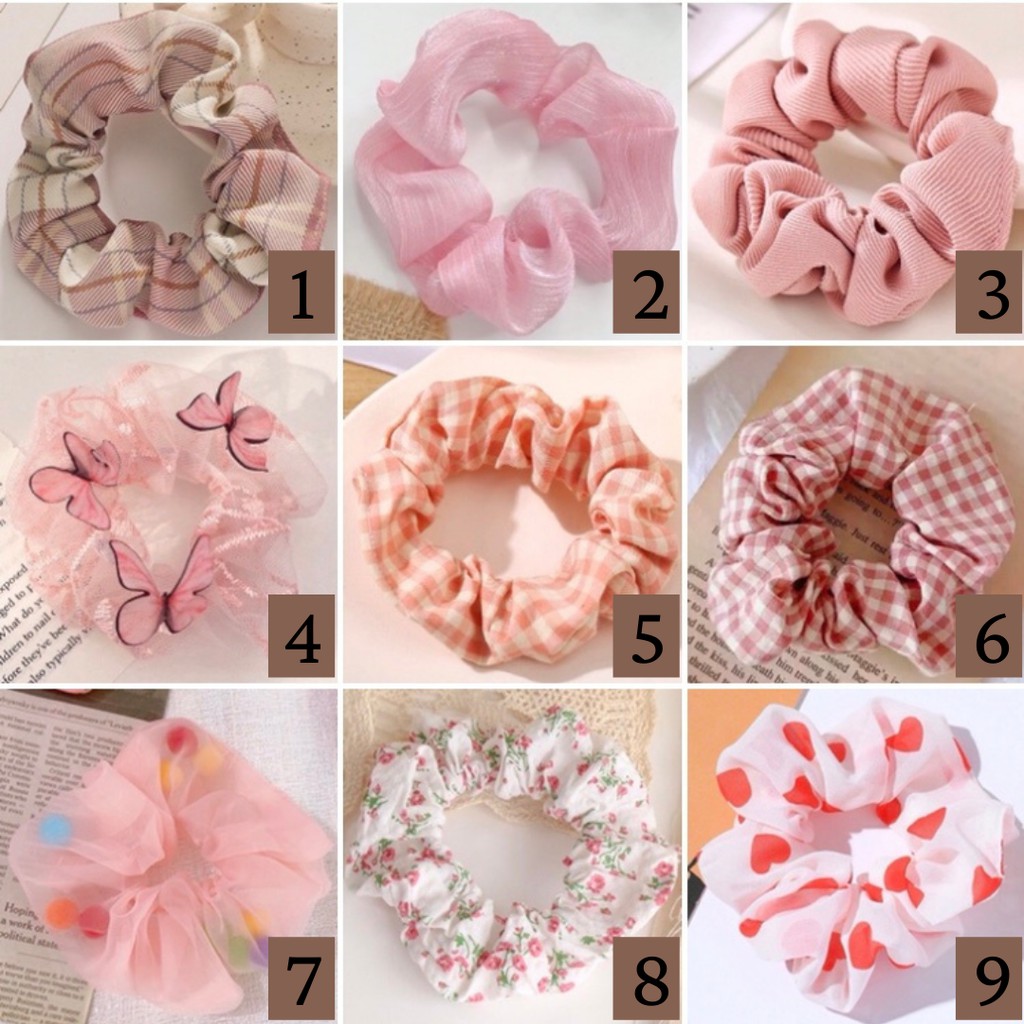 salmon scrunchie / Aksesoris Scrunchies Wanita Scrunchies Murah