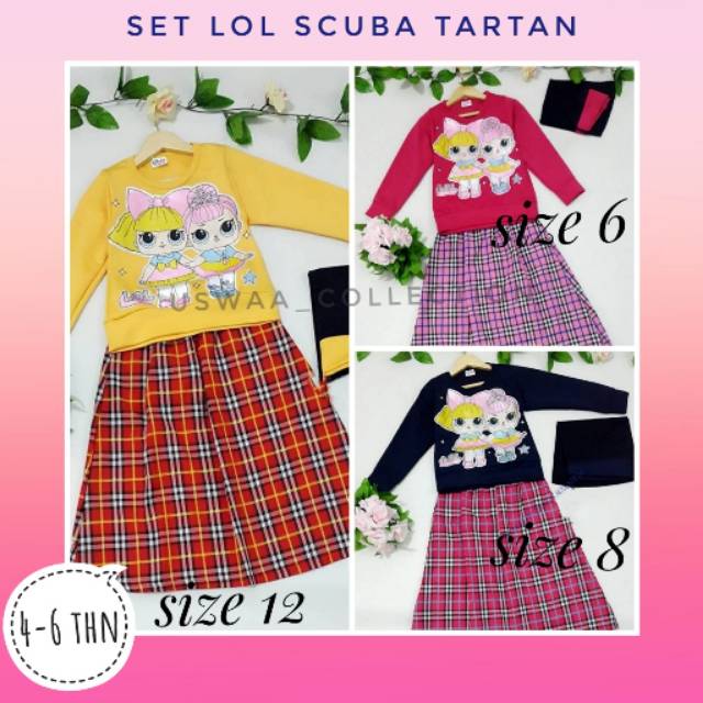 Setelan LOL scuba tartan/setelan LOL anak