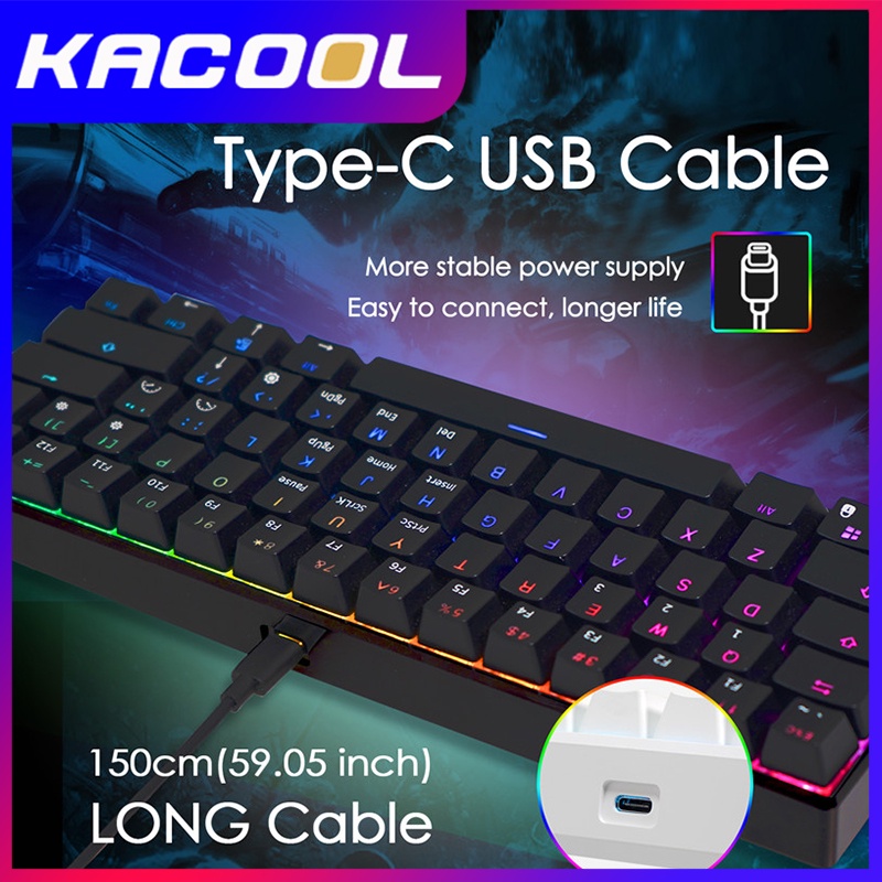 RK61 RGB Mekanik Keyboard 60% 3 Mode 61 Tombol Bluetooth Nirkabel