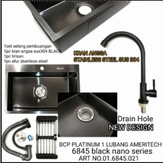 Sink / BCP Single Black Nano Stainless Ameritech- LUAR MEDAN - 68 X 45