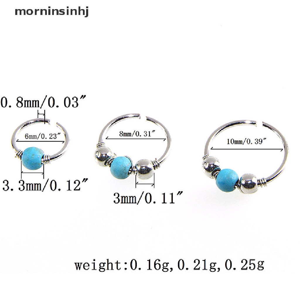 Cincin Tindik Hidung Bahan stainless Steel Warna Turquoise