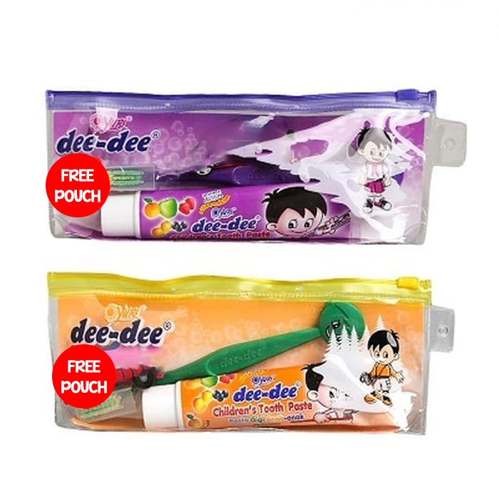 Yuri Dee Dee Gift Pack Tooth Brush &amp; Paste - Set Pasta Gigi Odol + Sikat Gigi Anak - FREE POUCH