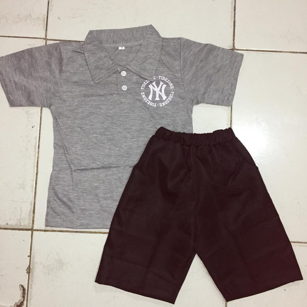 VISION ONLINE-NY POLO SET/SETELAN BAJU BAYI ANAK LAKI LAKI MURAH IMPORT/ KEMEJA/CELANA PENDEK KATUN