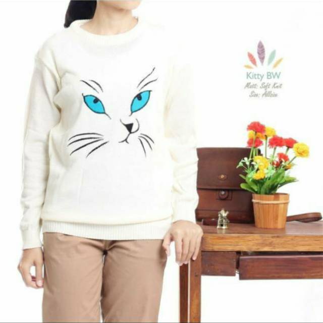 Sweater rajut | Baju rajut | Kaos tebal | Kitty BW