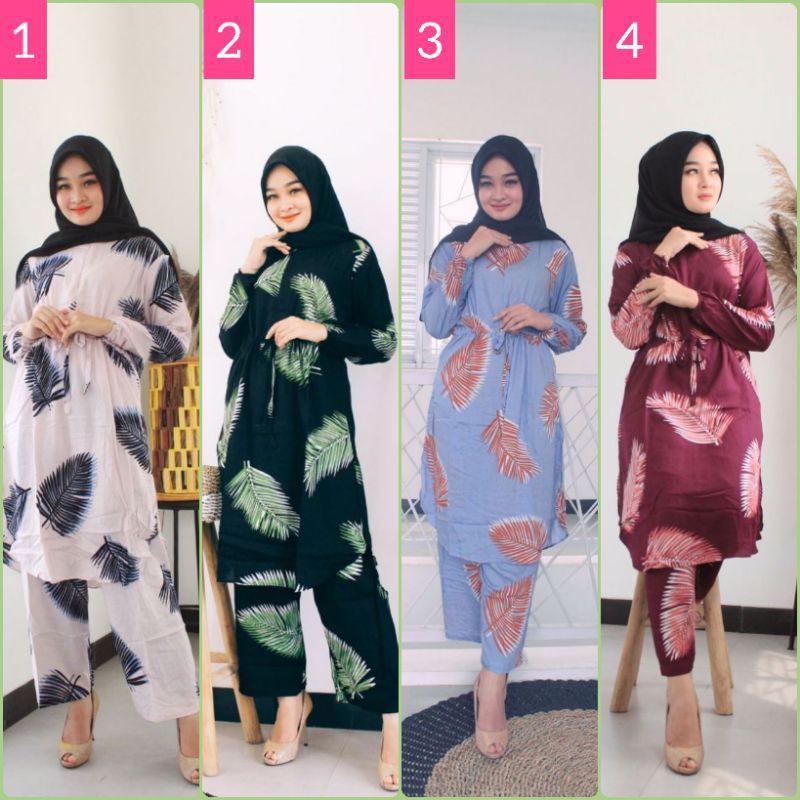 ONE SET SETELAN TUNIK ALL SIZE TALI SERUT PREMIUM