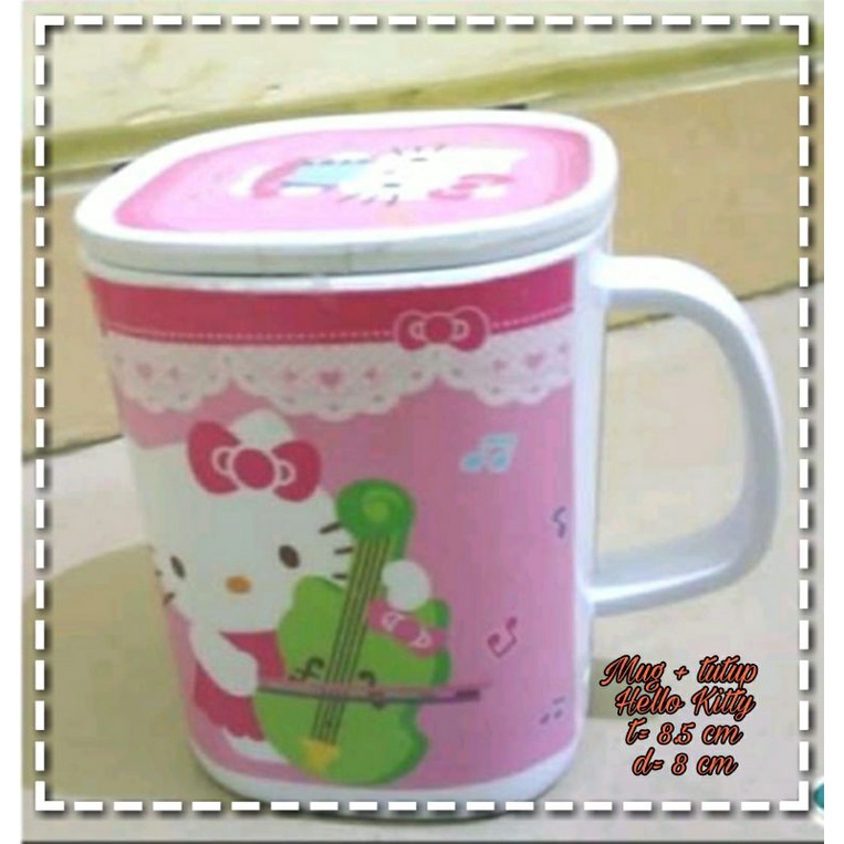 Mug+tutup Melamin Hello Kitty
