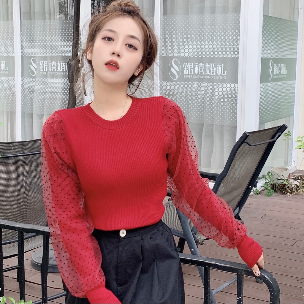 TM C497 Blouse Luisa polkadot knit import