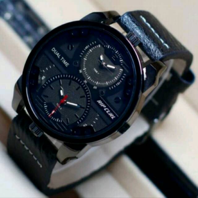 Jam Tangan Pria Elegant Exclusive RIPCURL Monster Premium Watch Dual Time Black