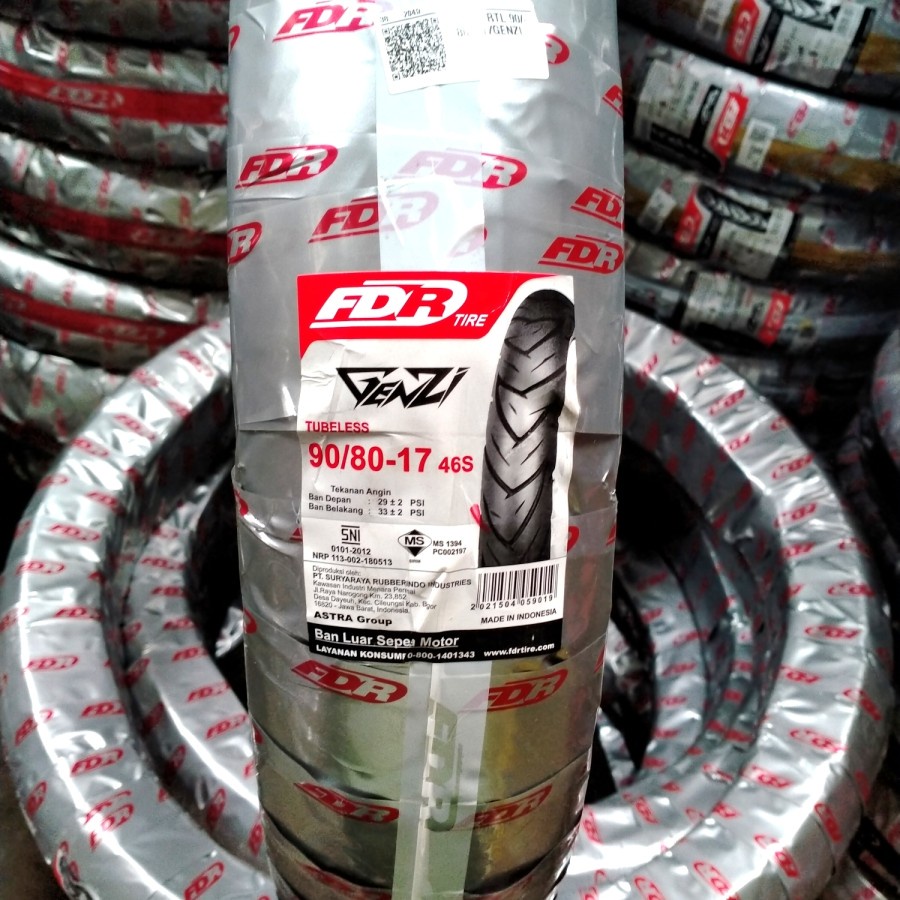 Paketan Ban FDR 90/80-17 & 100/80-17 GENZI TUBELESS