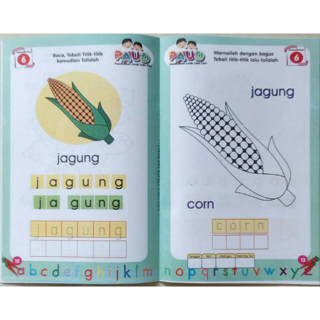 Buku Mewarnai Anak Paud Mewarnai Kreatif Aneka Sayuran Menebali dan Menulis Huruf Serba Jaya