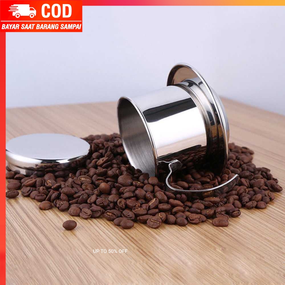 (100% BARANG ORI) One Two Cups Filter Saring Kopi Coffee Drip Pot Stainless Steel - LC1