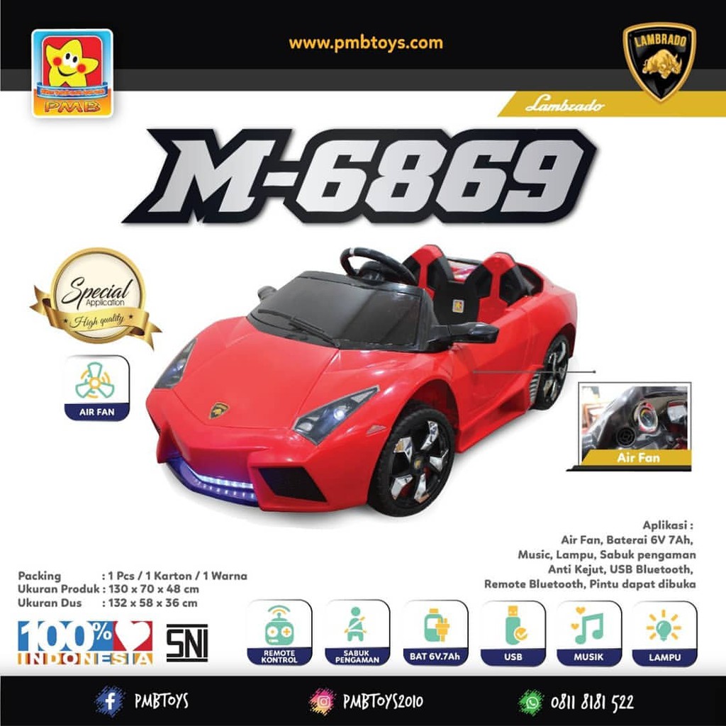  Mainan  Anak  Mobil  Aki Lambrado PMB M 6869 Sport Khusus 