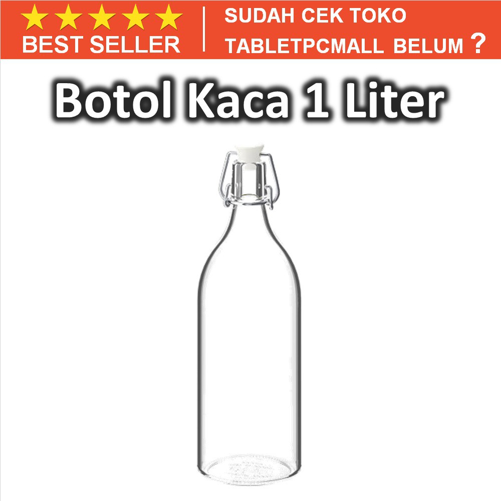 Botol Kaca 1 Liter Besar Tempat Minum Air Susu Kecap Minyak