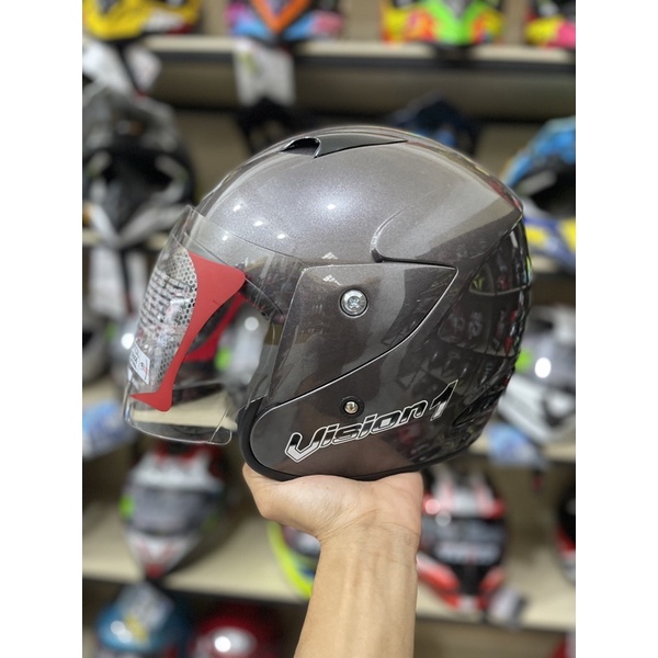 [COD] TERMURAH HELM KYT VISION 1 SNI DOT, BERAT 1 KG (GRATIS ONGKIR)-Abu tua