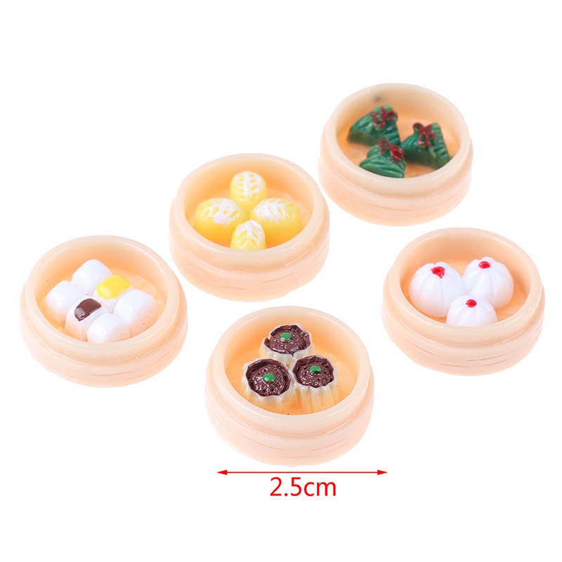 （✔✔❤5pcs / set Mainan Miniatur Dim Sum Cina Skala 1: 12 Untuk Aksesoris Dapur Rumah Boneka