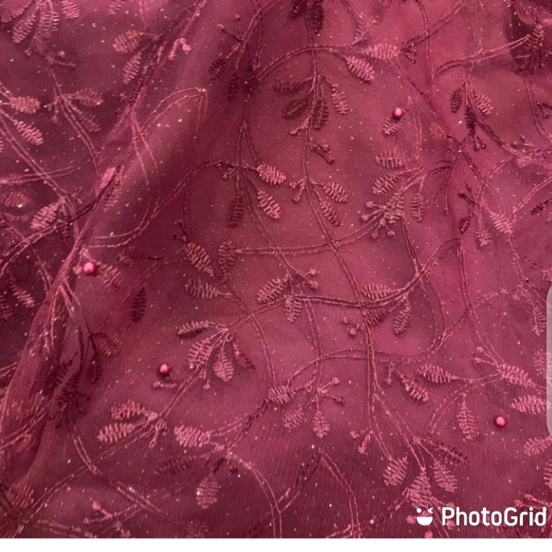 KAIN BRUKAT MURAH TILE TULLE MUTIARA METERAN BAHAN GAMIS KEBAYA PESTA TOKO TEKSTIL TEXTILE BANDUNG