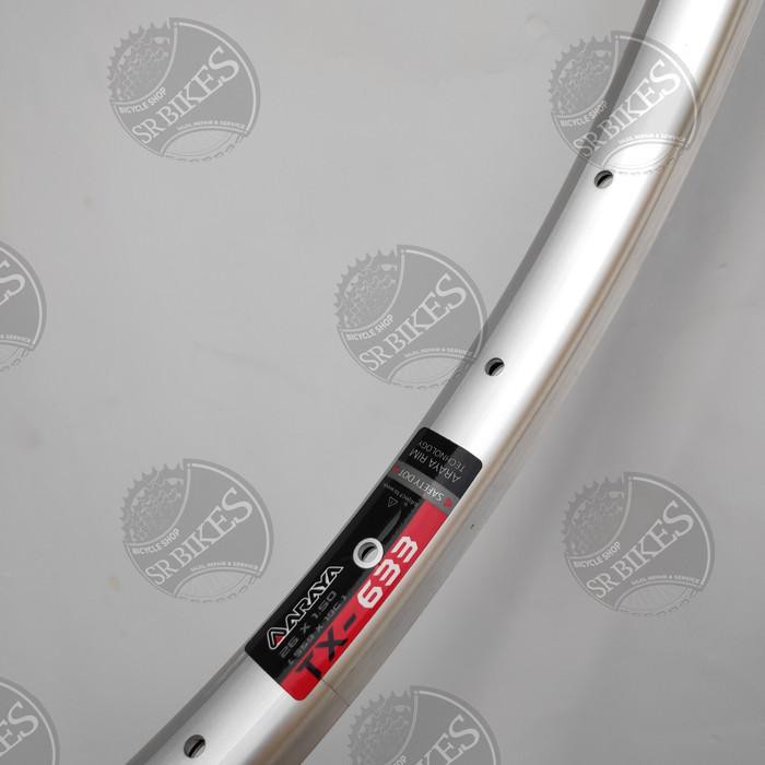 VELG RIM 26" ALLOY 32H DOUBLE WALL BRAKELINE SILVER CNC. ARAYA TX-633