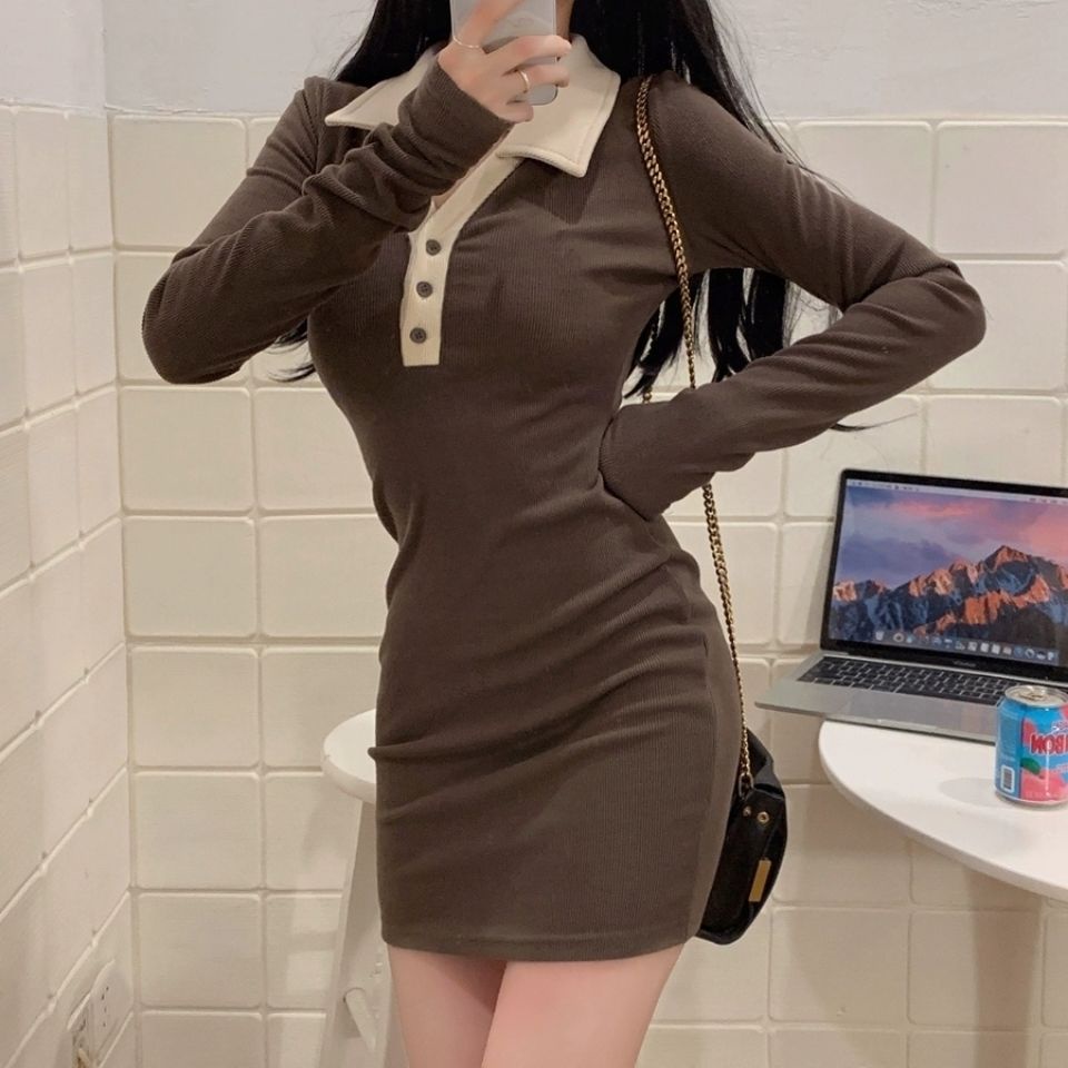 dress korean style [48 hours delivery] knitted dress women s slim fit inner bottoming tight sweet an