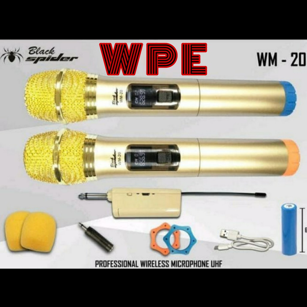 Mic Wireless Black Spider WM 20 WM20 Original 2 mic Handheld