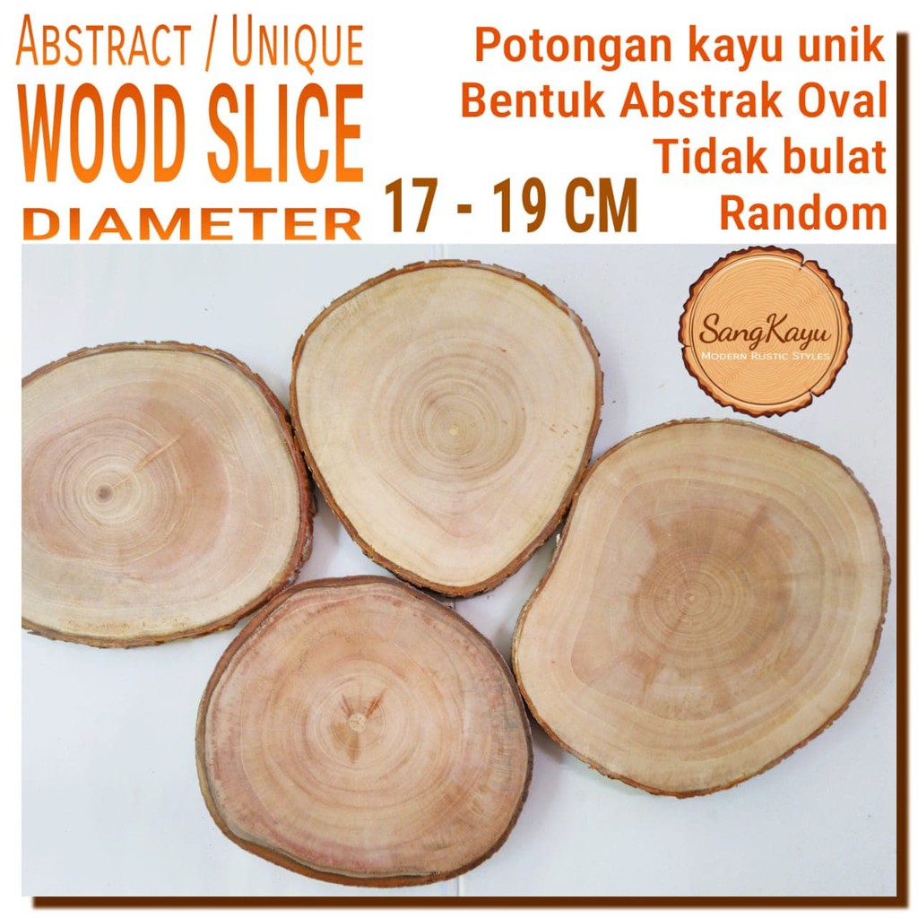 Abstract Wood Slice 17-19cm Potongan kayu unik abstrak talenan nampan