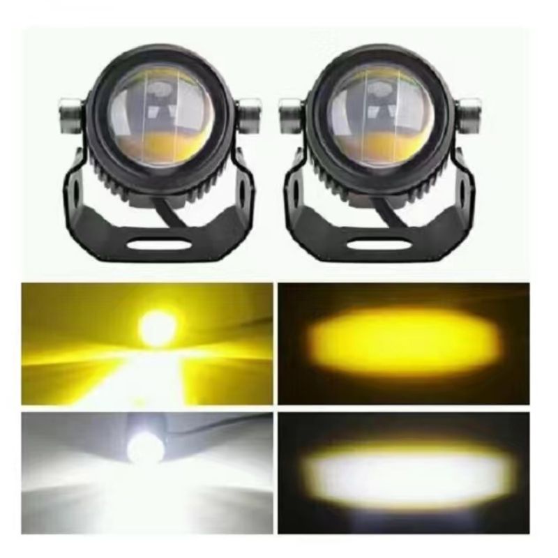 Lampu Tembak LED Foglamp Laser D2 2 Warna Putih /Kuning  Putih/Putih High Low HQ 36Mm