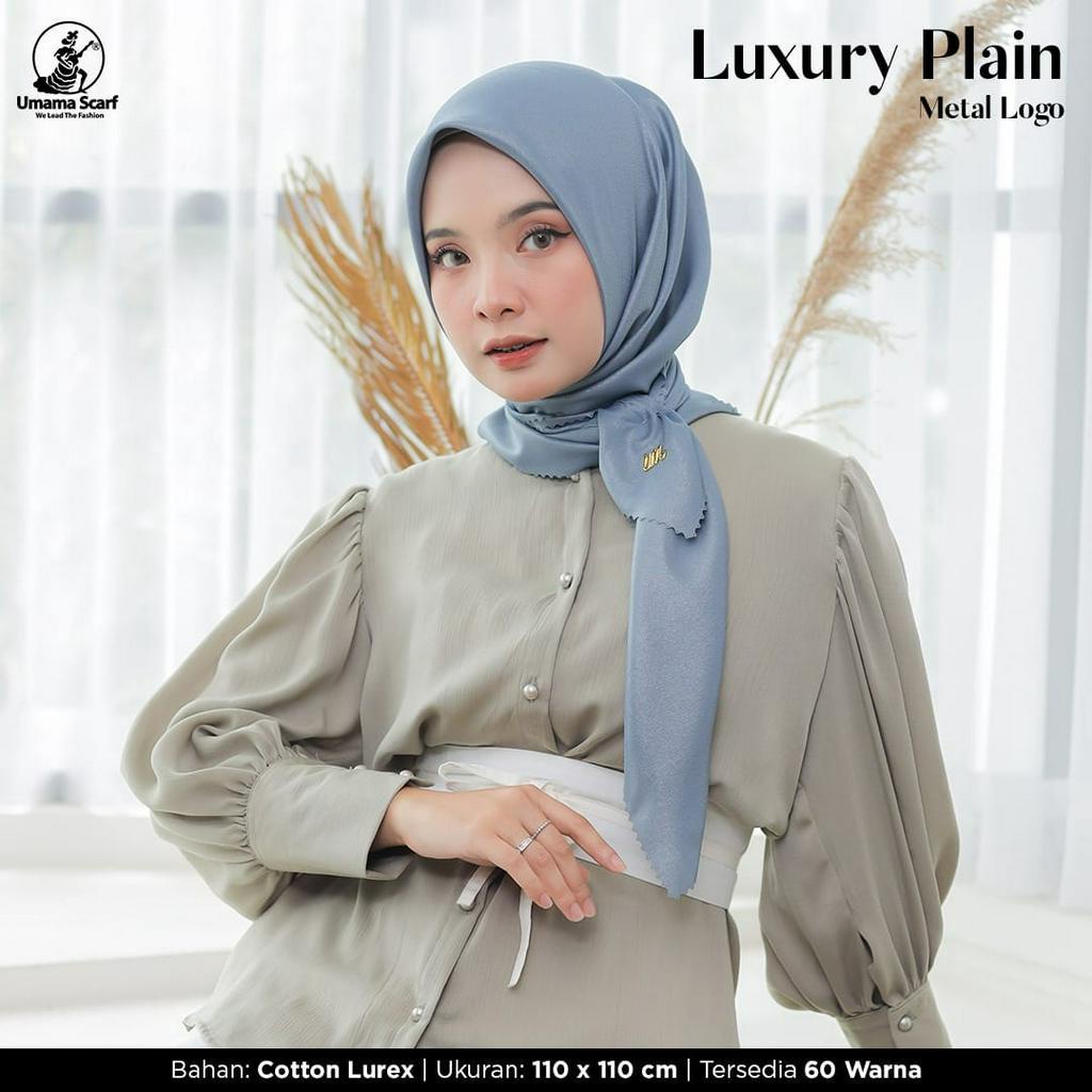 Jilbab Segiempat LUXURY PLAIN LC METALOGO Glamour Part 1 Umama Scarf 110x110cm segiempat  sinar Geliter kerudung lasercut