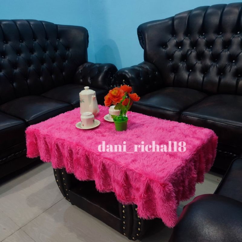 Taplak meja bulu rumbai / taplak meja rumbai bulu premium / taplak meja bulu rasfur / taplak meja ru