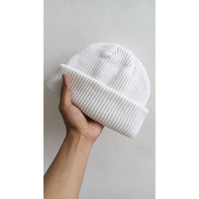 Short beanie hat skate series white/putih//beanie polos putih/topi beanie polos