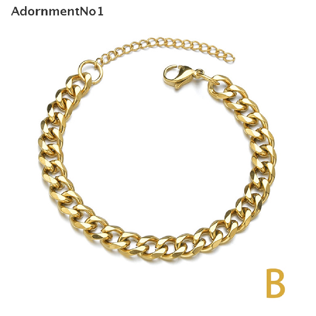 (AdornmentNo1) Gelang Tangan Rantai Stainless Steel Klasik Lebar 3 / 5 / 7mm Untuk Pria