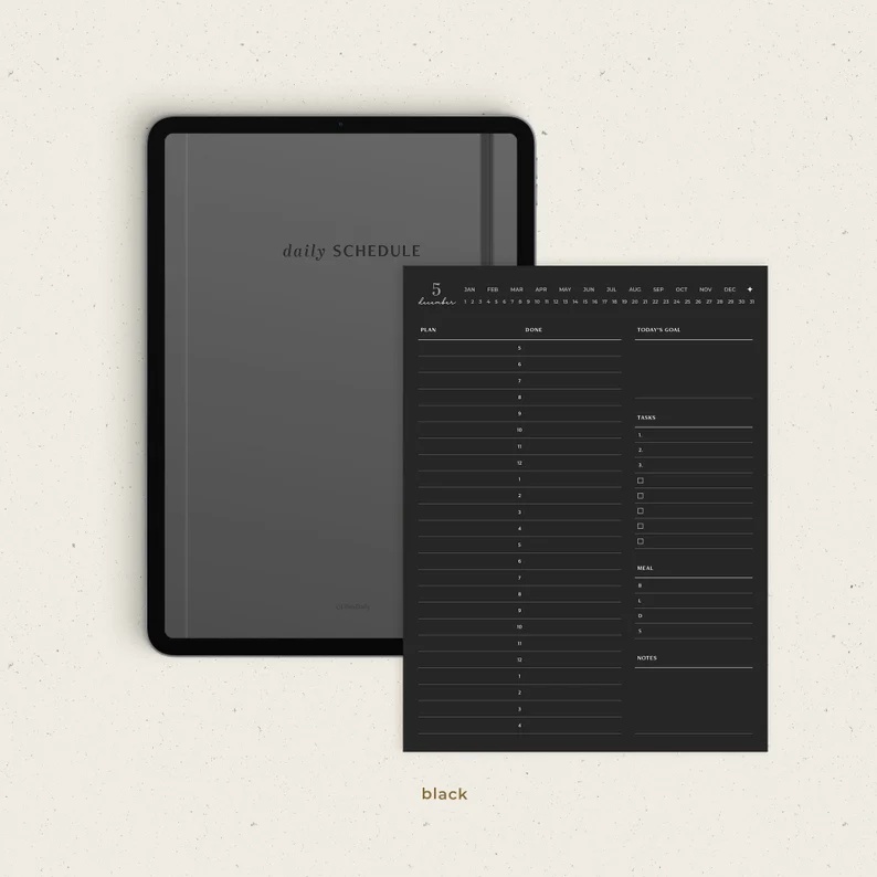 Digital Journal &amp; Planner - Time Blocking Daily Hourly To Do List &amp; Schedule for for Goodnotes, Notability, Xodo, (Full Page Hyperlinked)