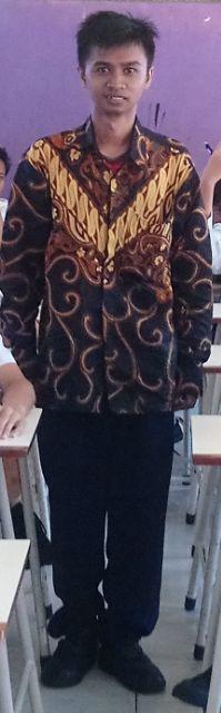 Kemeja Batik Pria Sogan Motif Seno Pola V Katun Halus