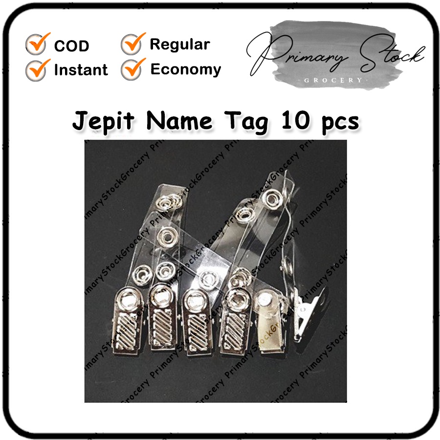 

Name Tag Jepit Gantungan Id Card Plastik Plastic Clip Klip Besi Kancing