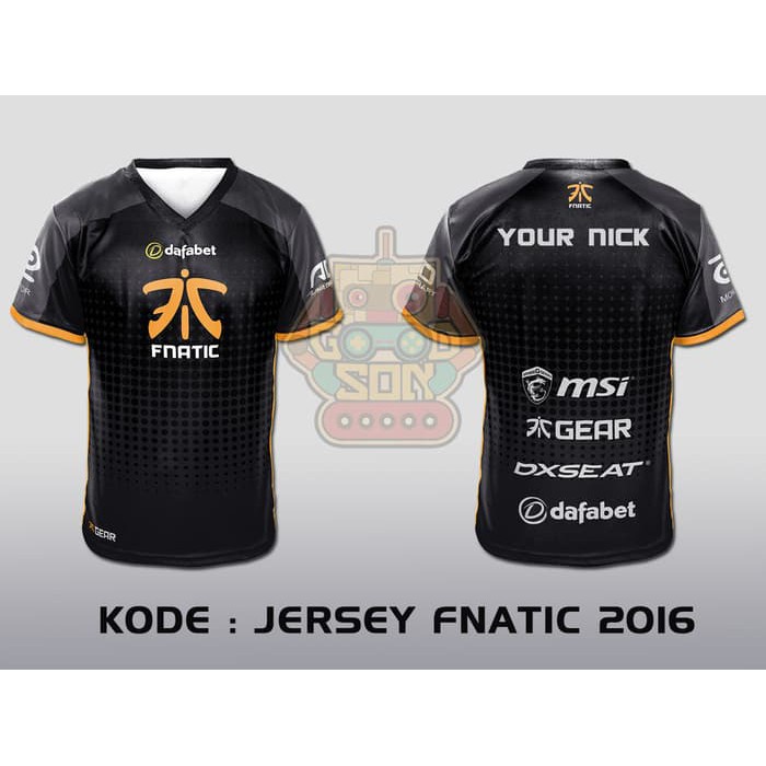 Populer JERSEY / KAOS TEAM GAMING DOTA 2 FNATIC 2016
