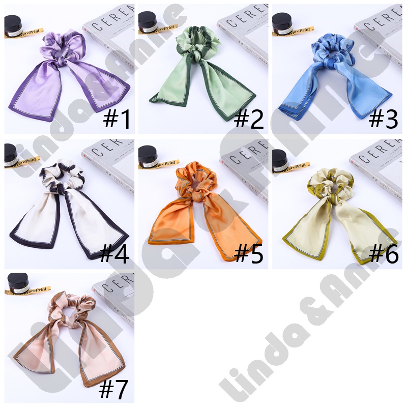 Srunchie Scraf Motif Polos Untuk Wanita Fashion / Ikat Rambut Scraf Wanita Polos Korean Import