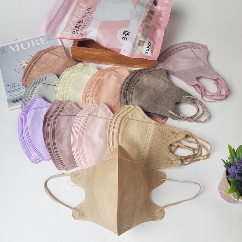 Masker Duckbill Mix WARNA-WARNI SOFT PASTEL /DUCKBILL  FACE MASK 3PLY PREMIUM Mask 1 Box isi 50pcs