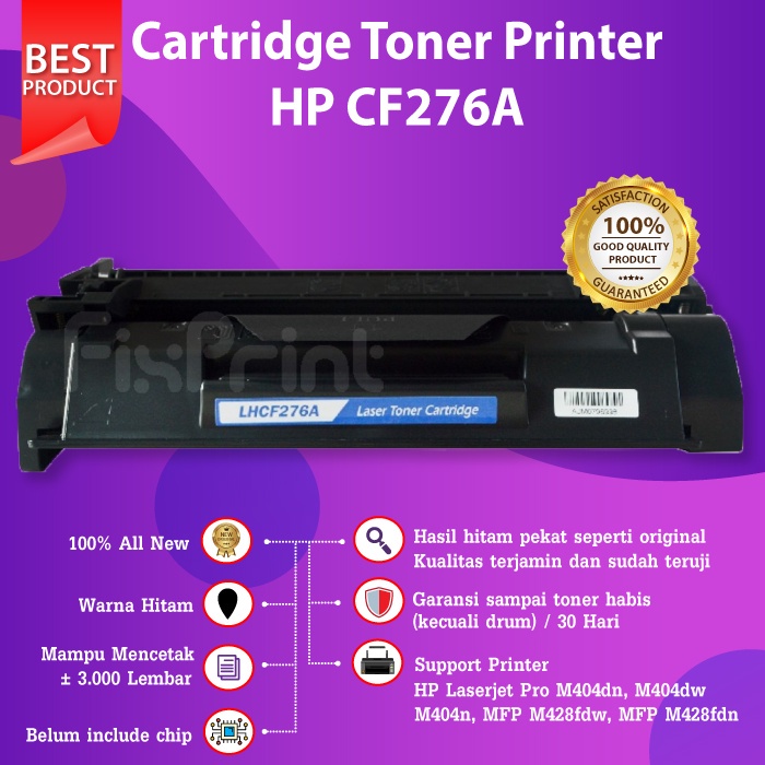 Cartridge Toner Compatible 76A CF276A Tinta HP M404dn M404dw M404n MFP M428fdw M428fdn No Chip