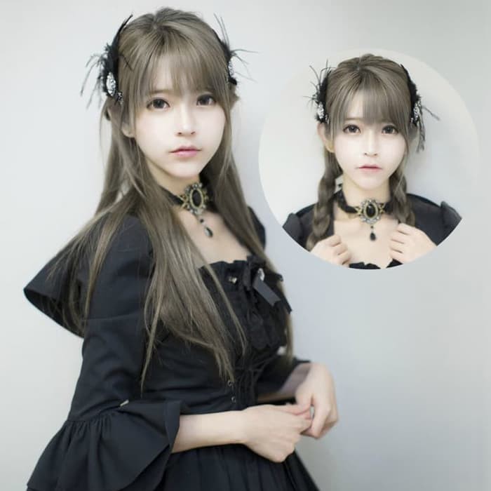 LOL-33 wig rambut palsu lolita cosplay harajuku daily ash gray linen