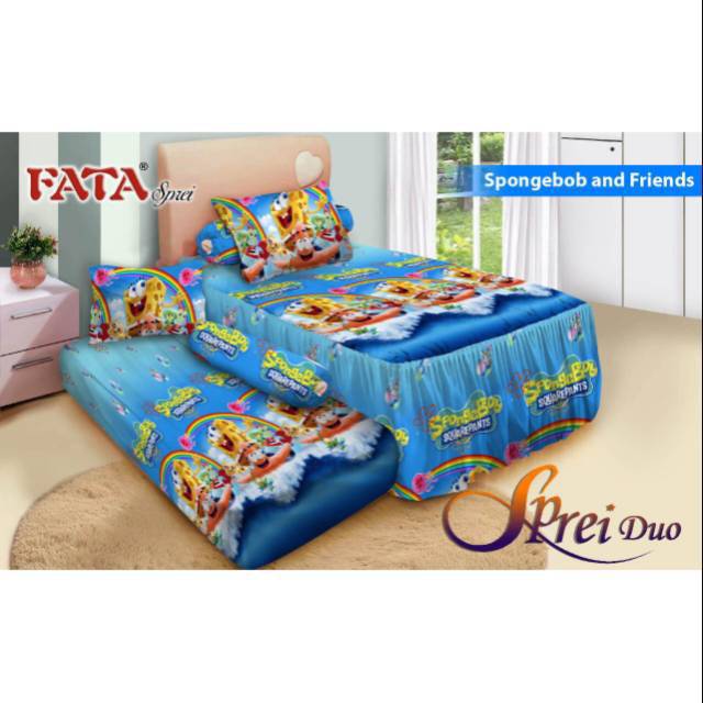 Sprei Fata duo 2 in 1 /single double (120x200) no 3  atas rumbai bawah flat {FREE MASKER SCUBA}