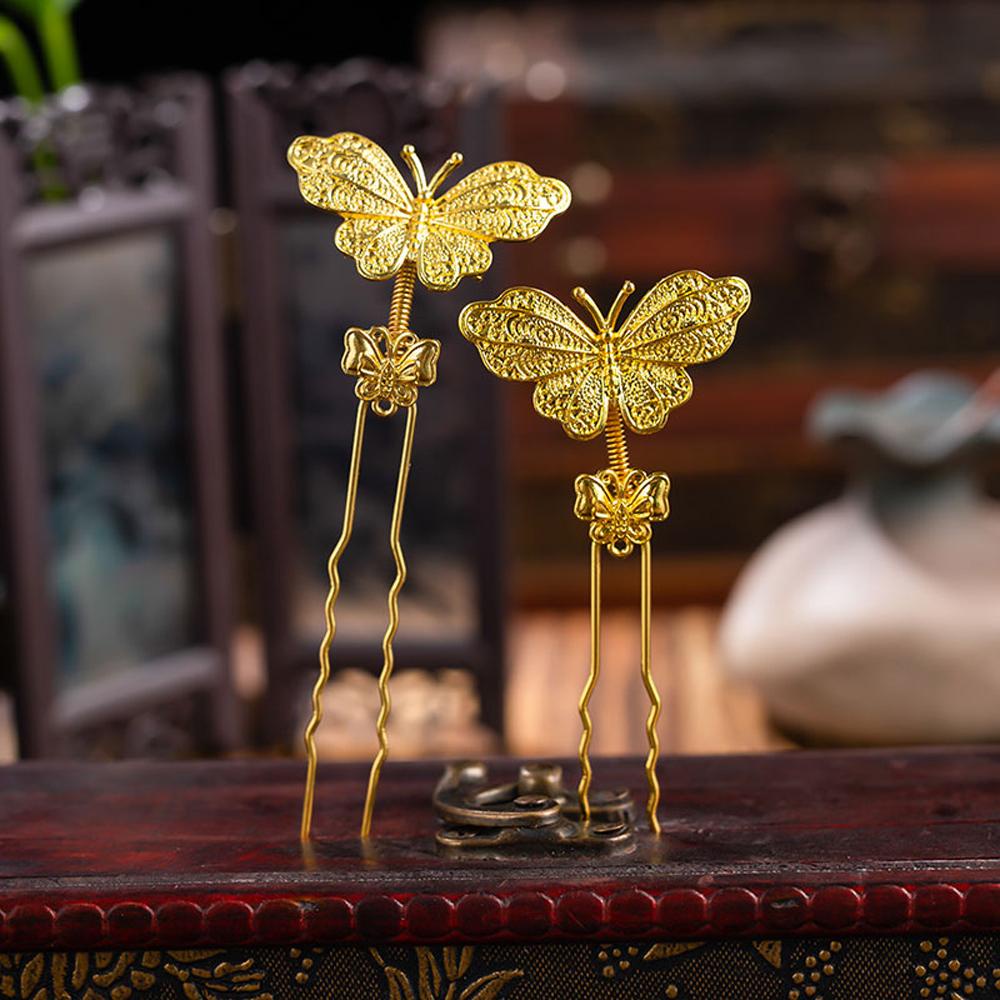 NICKOLAS1 Butterfly Hair Stick DIY Vintage Membuat Hairwear Metal Untuk Wanita Cosplay Pin Rambut Tetesan Minyak