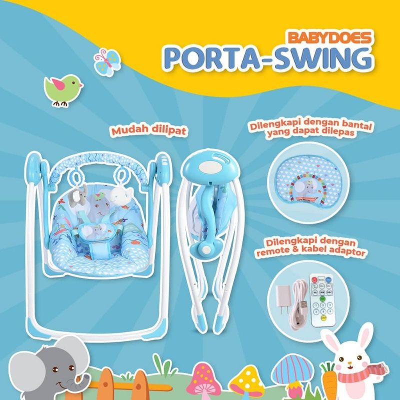 Babydoes Porta Swing With Remote / Ayunan Bayi Elektrik