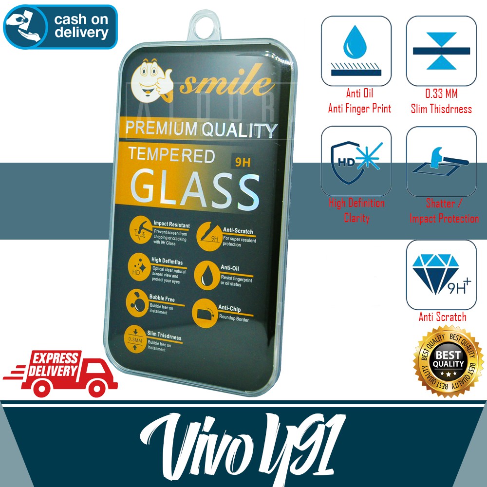 Tempered Glass Bening Vivo 1820 / Y91 / Y93 / Y95 / Y91C /Y93S Anti Gores Kaca Pelindung Layar