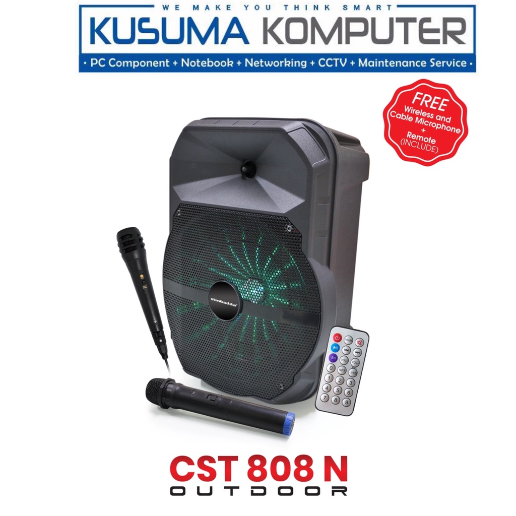 Speaker Simbadda Bluetooth Karaoke CST 808N + 2 Mic, Remote, SD Card , USB