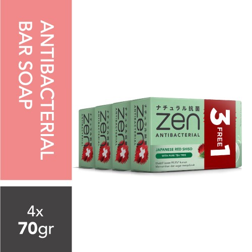 SABUN MANDI ZEN PURE TEA TREE 70GR BANDED ISI 4