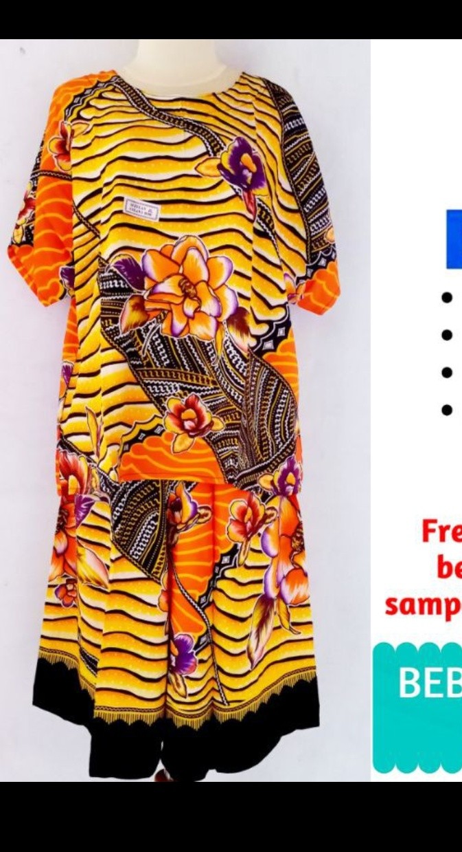 Setelan Jumbo Batik Kerah Bulat Kencana Ungu Ll 2l Ld 130 Pc 65