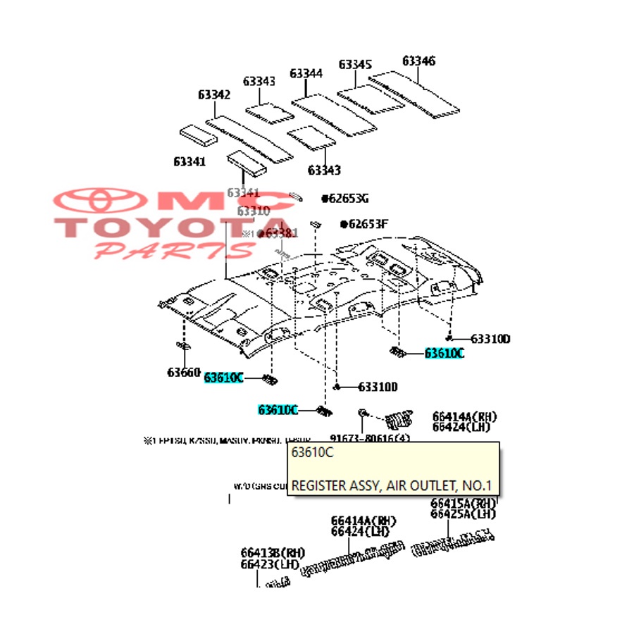 Grille Grill Gril Kisi-Kisi AC Fortuner New 63610-0K040-B0